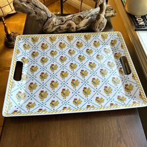 Le Cadeaux Rooster melamine serving player - small flaw large tray
